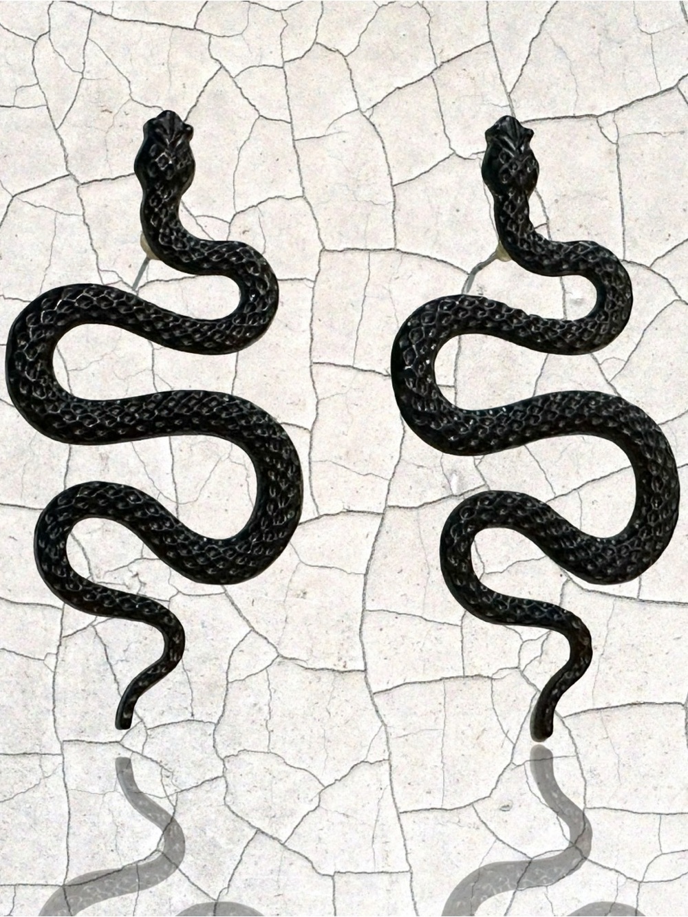 Unique Vintage Black Viper Earrings